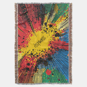 Comic Style Pop Art Explosion (10) Throw Blanket