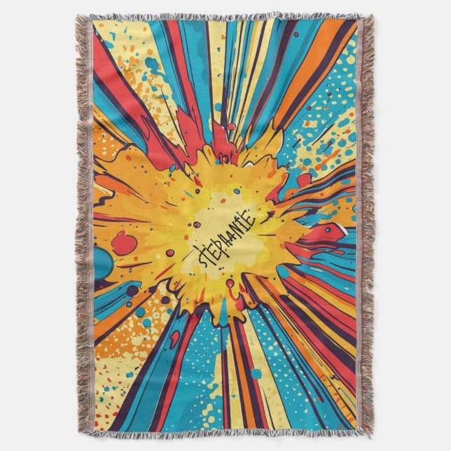 Comic Style Pop Art Explosion (11) Throw Blanket (Front Vertical)