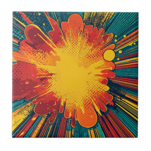 Comic Style Pop Art Explosion (1) Ceramic Tile