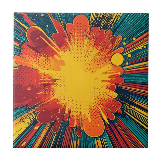 Comic Style Pop Art Explosion (1) Ceramic Tile (Front)