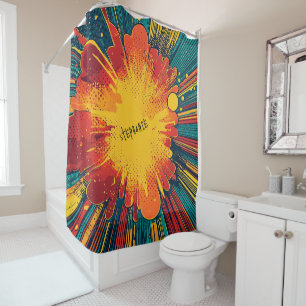 Comic Style Pop Art Explosion (1) Shower Curtain