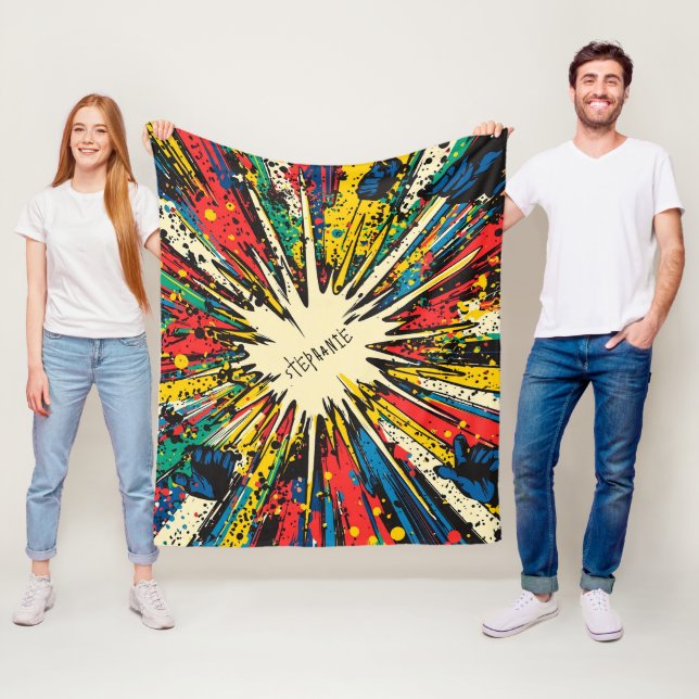 Comic Style Pop Art Explosion (2) Fleece Blanket (In Situ)