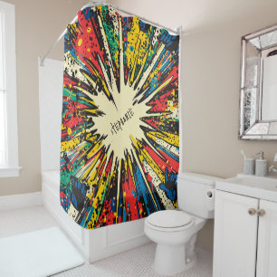 Comic Style Pop Art Explosion (2) Shower Curtain