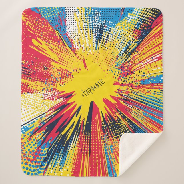 Comic Style Pop Art Explosion (3) Sherpa Blanket (Front)