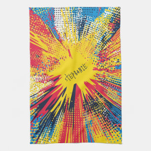 Comic Style Pop Art Explosion (3) Tea Towel