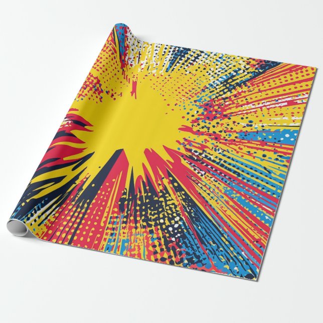 Comic Style Pop Art Explosion (3) Wrapping Paper (Unrolled)