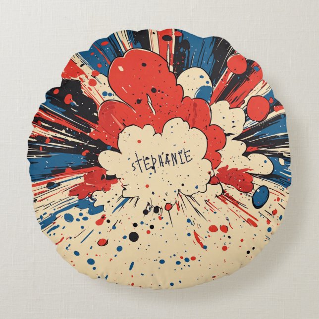 Comic Style Pop Art Explosion (4) Round Cushion (Front)