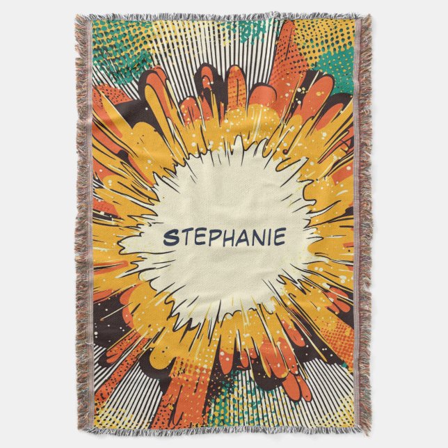 Comic Style Pop Art Explosion (6) Throw Blanket (Front Vertical)