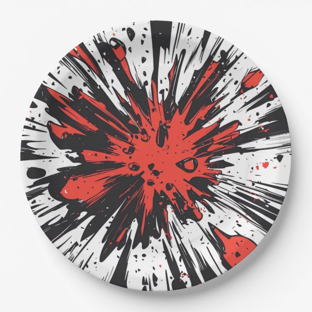 Comic Style Pop Art Explosion (7) Paper Plate (Front)