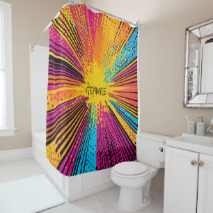 Comic Style Pop Art Explosion (9) Shower Curtain