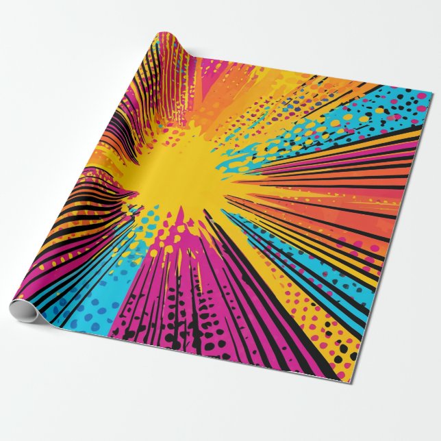 Comic Style Pop Art Explosion (9) Wrapping Paper (Unrolled)