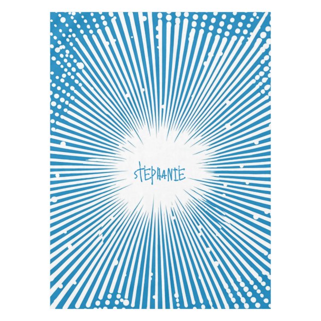 Comic Style Pop Art Explosion - Blue and White Tablecloth (Front)