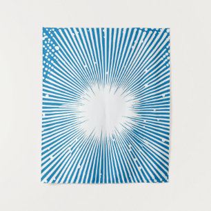 Comic Style Pop Art Explosion - Blue and White Tapestry