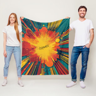 Comic Style Pop Art Explosion Fleece Blanket