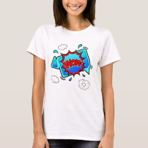 Comic Style Pop Art Retro Blue Red WOW T-Shirt