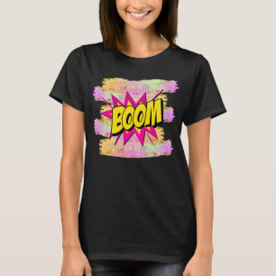 Comic Style Pop Art Retro Yellow Hot Pink BOOM  T-Shirt