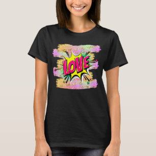 Comic Style Pop Art Retro Yellow Pink LOVE T-Shirt