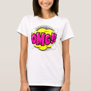 Comic Style Pop Art Retro Yellow Pink Purple OMG T-Shirt
