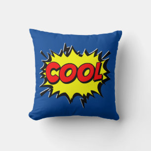 Comic Style Pop Art Retro Yellow Red Blue COOL  Cushion