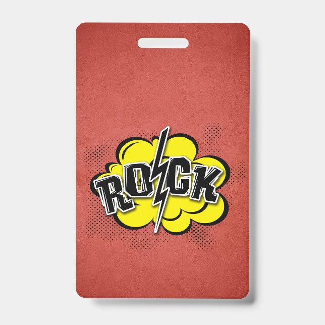 Comic style rock ID badge (Front)