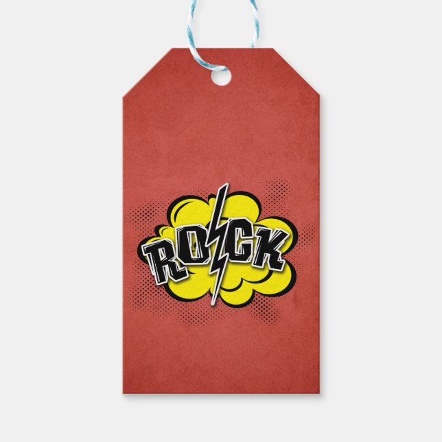 Comic style rock illustration gift tags (Front)