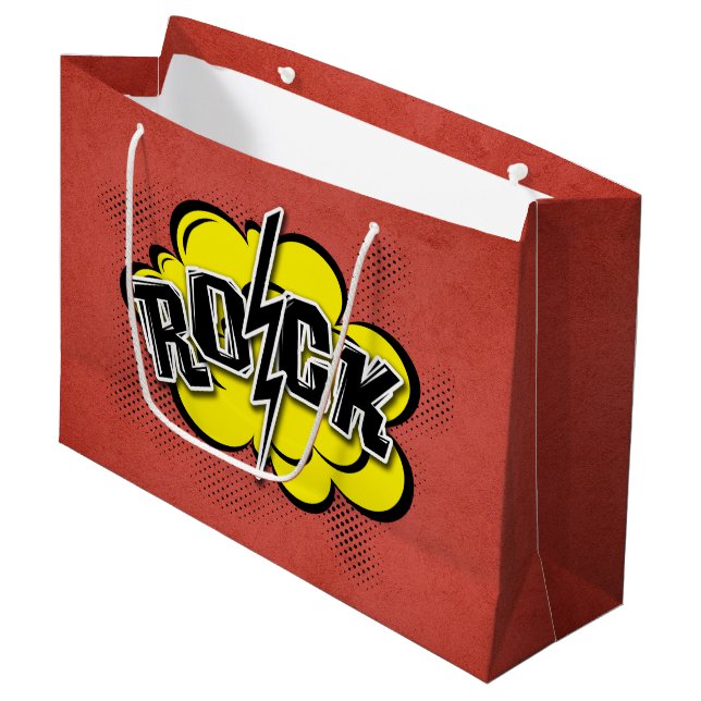 Comic style rock illustration large gift bag (Front Angled)