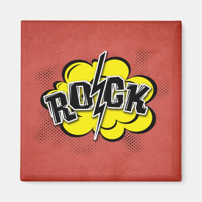 Comic style rock illustration magnet (Front)