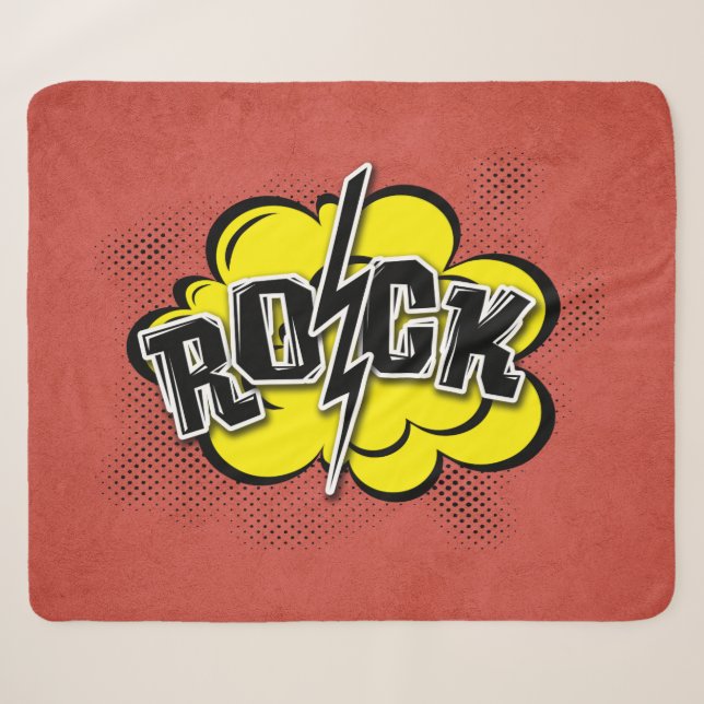 Comic style rock illustration sherpa blanket (Front (Horizontal))