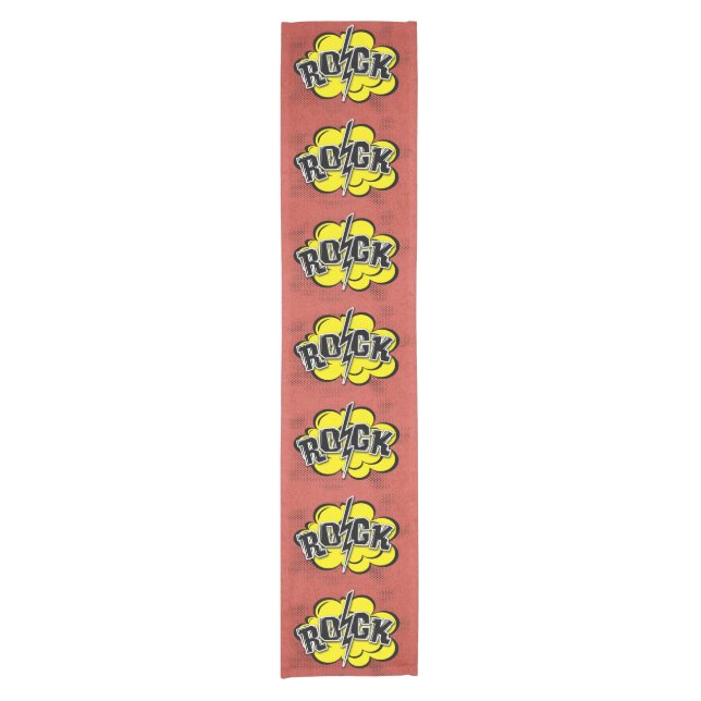 Comic style rock illustration short table runner (Front)
