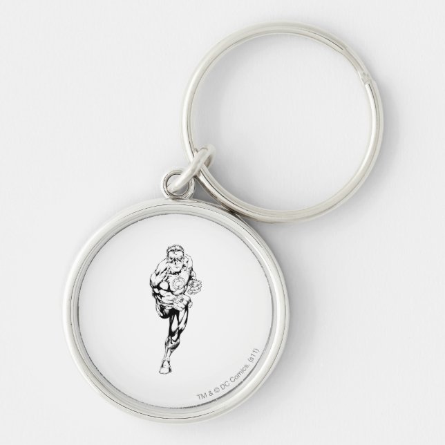 Comic Style - Running, Black and White Key Ring (Front)