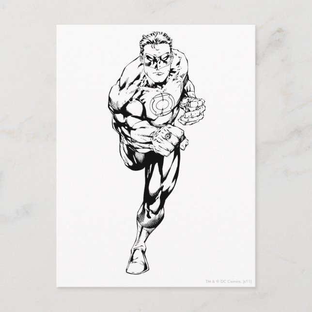 Comic Style - Running, Black and White Postcard (Front)