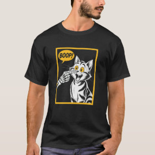 Comic Style Skeleton Hand Cat Boop Cute Simple Cat T-Shirt