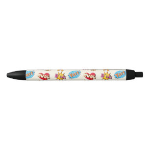Comic Style Super Hero Girly Design Black Ink Pen