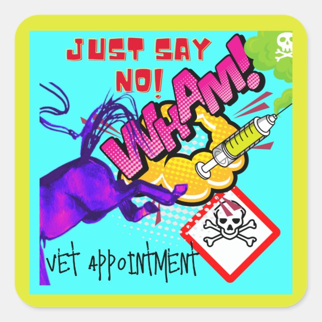 comic style vet appointment  square sticker (Front)