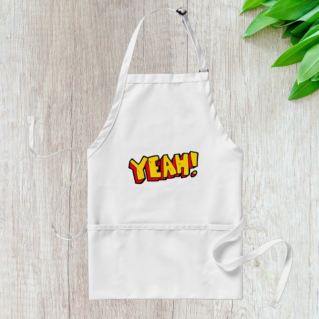 Comic Style Yeah Text Graphic in Bold Yellow Standard Apron (Creator Uploaded)
