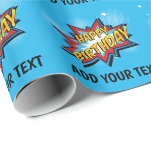Comic Super Hero Birthday Gift Wrap
