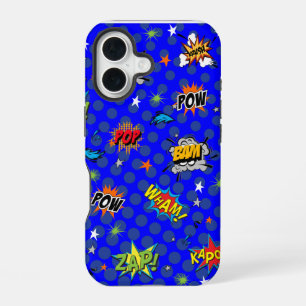 Comic Superhero Blue iPhone 16 Case