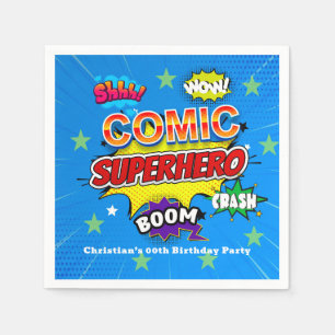 Comic Superhero Strip 00th Birthday Party Napkin