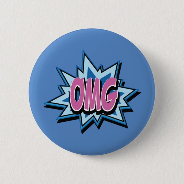 Comic Text "OMG" Button Badge (Front)