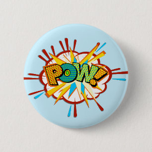 Comic Text Pow! Superhero Cartoon Book 6 Cm Round Badge
