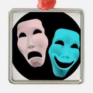 Comic Theatre Masks Metal Ornament