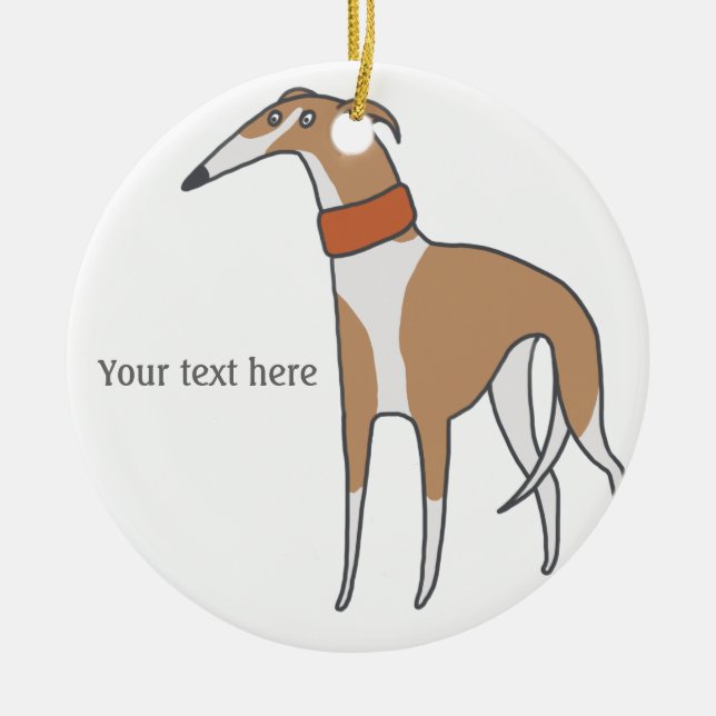 Comic Whippet Dog Ceramic Ornament (Front)