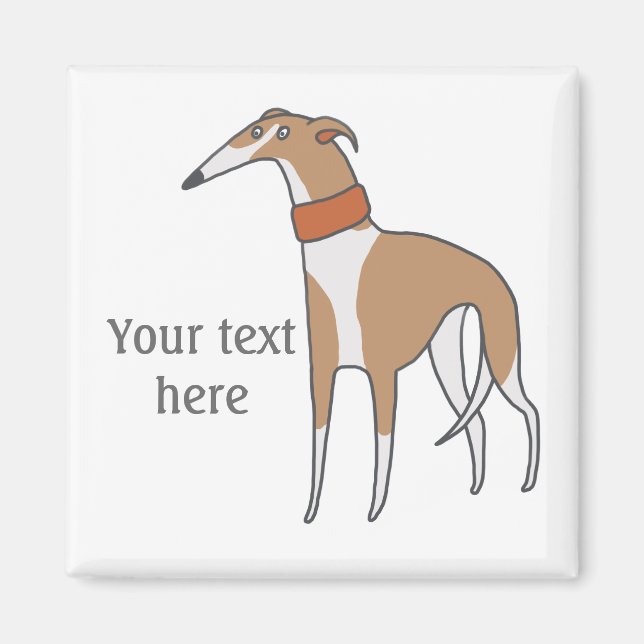 Comic Whippet Dog Customisable Magnet (Front)