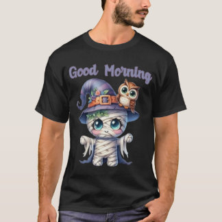 Comic witchy boo Halloween good morning  T-Shirt