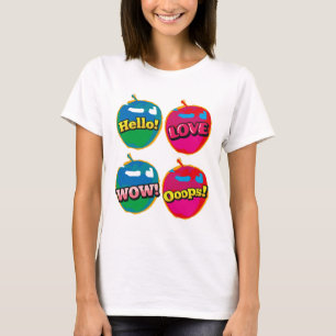 Comic Wow Hello Love Pink Apple Pop Art T-Shirt