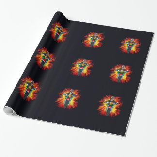 Comic Zombie skeleton death riding motorbike gift Wrapping Paper