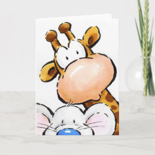 Comical animals saying HELLO! Card