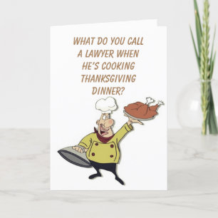 COMICAL CHEF SAYS *HAPPY THANKSGIVING* HOLIDAY CAR CARD