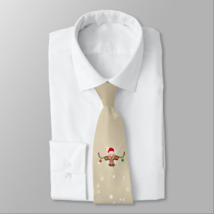 Comical Christmas Longhorn Steer Tie