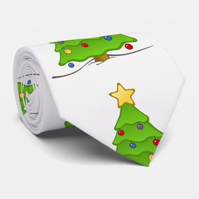 COMICAL CHRISTMAS TREES CHRISTMAS TIE (Rolled)